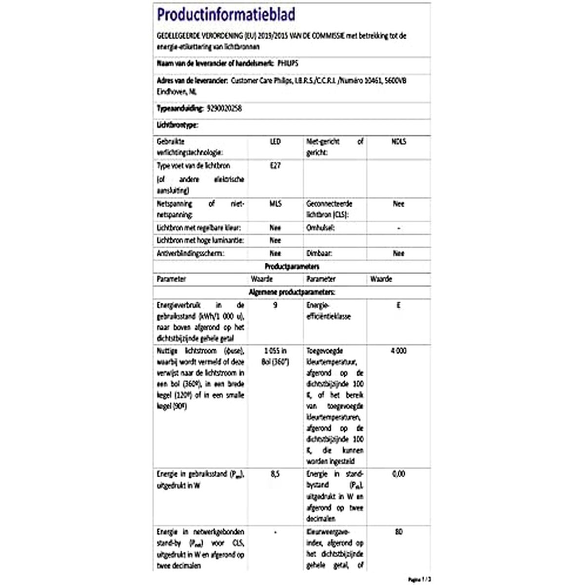 Bombilla LED Philips 75 W E A++ (4000 K)