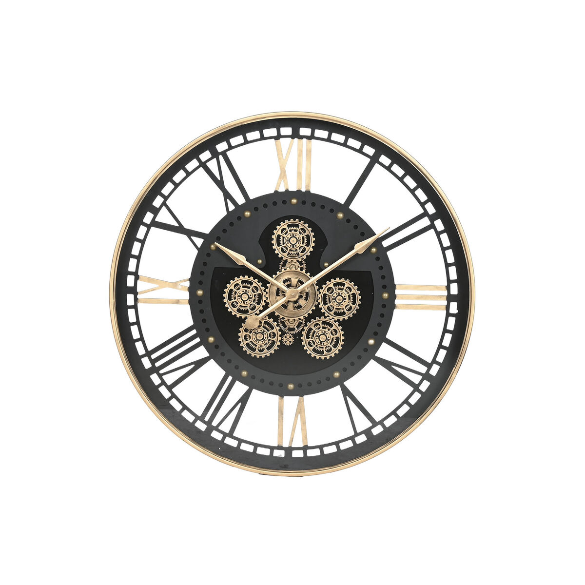 Reloj de Pared Home ESPRIT Negro Dorado Metal Cristal 100 x 9 x 100 cm