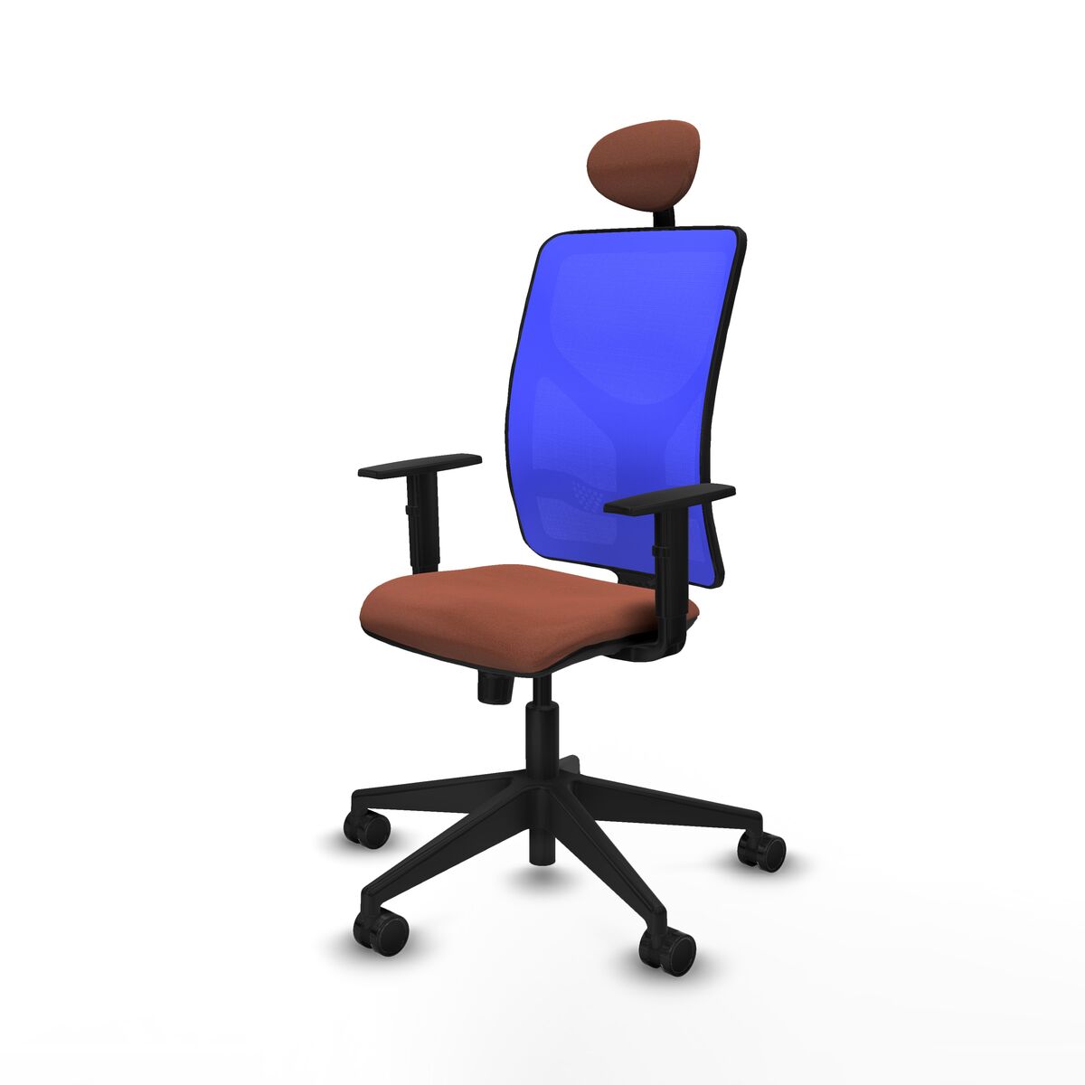 Silla de Oficina con Cabecero Motilla Piqueras y Crespo 1D066N1 Azul Marrón