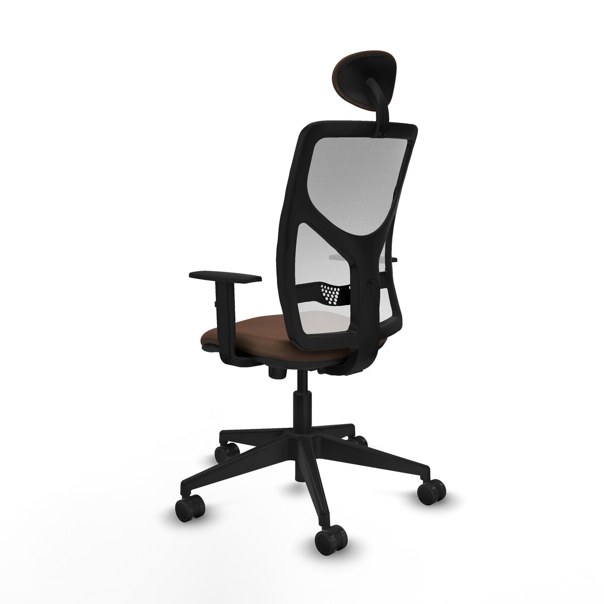 Silla de Oficina con Cabecero Motilla Piqueras y Crespo 1D066N1 Blanco Marrón oscuro