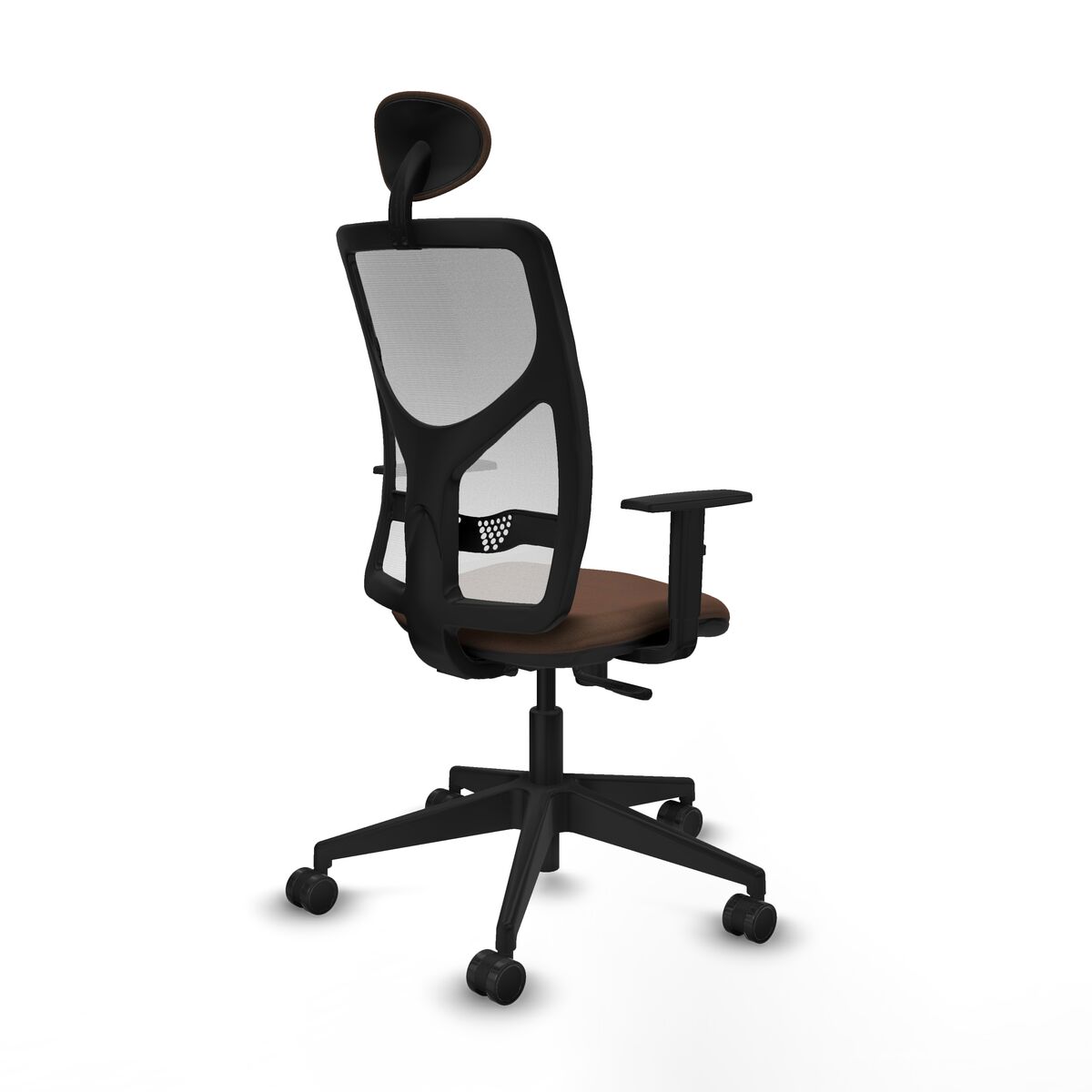 Silla de Oficina con Cabecero Motilla Piqueras y Crespo 1D066N1 Blanco Marrón oscuro