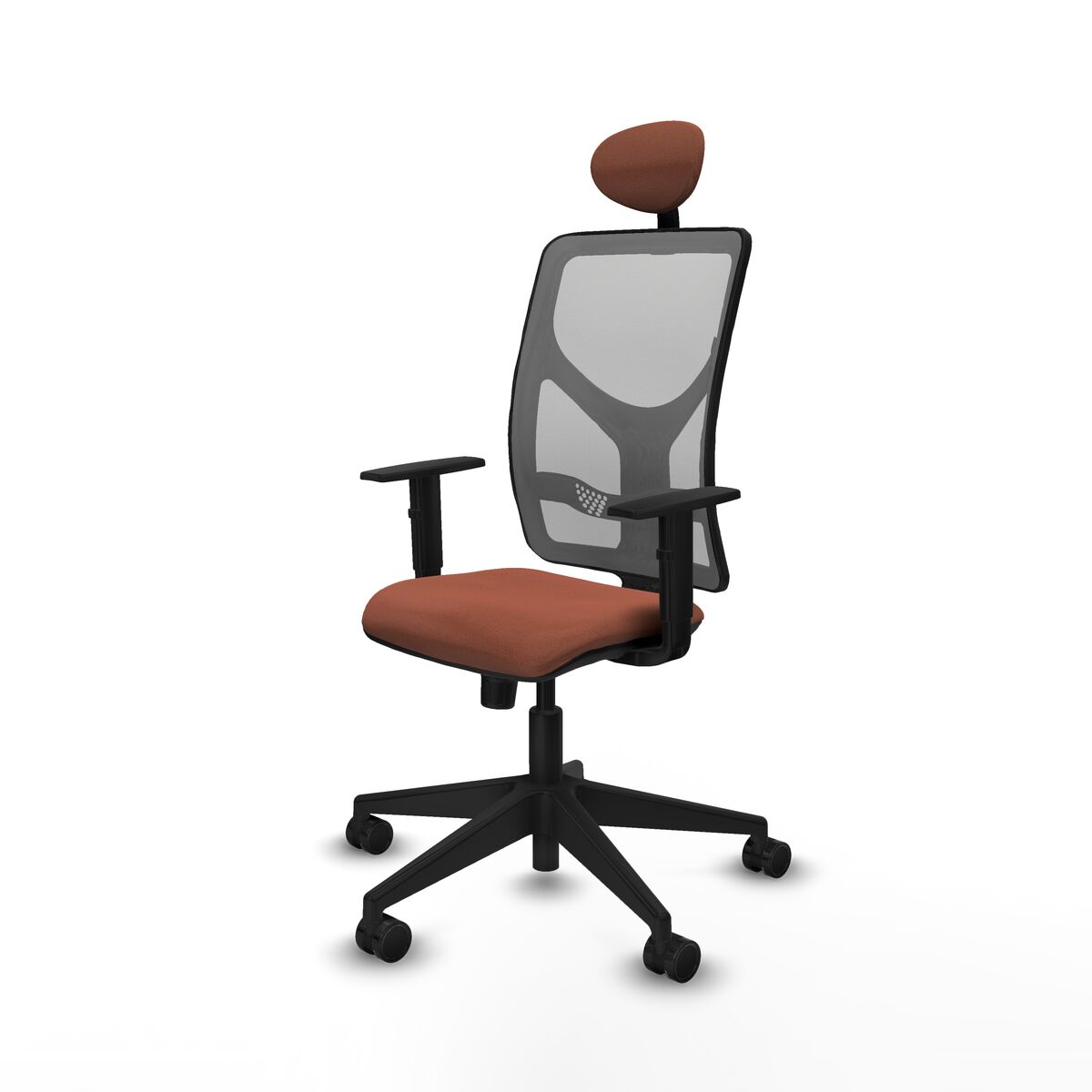 Silla de Oficina con Cabecero Motilla Piqueras y Crespo 1D066N1 Marrón Gris