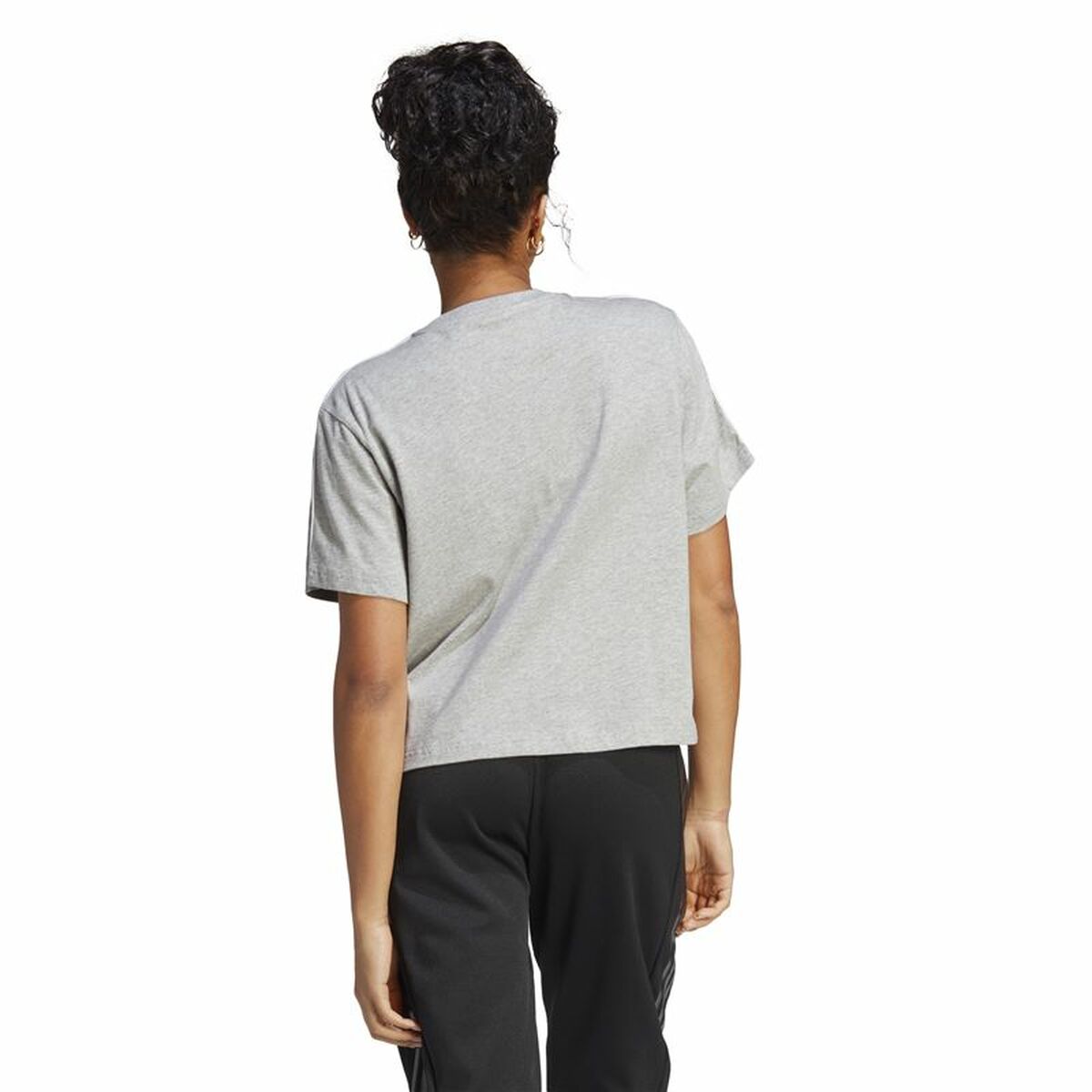 Camiseta de Manga Corta Mujer Adidas 3S Cropped Top Gris claro (XS)