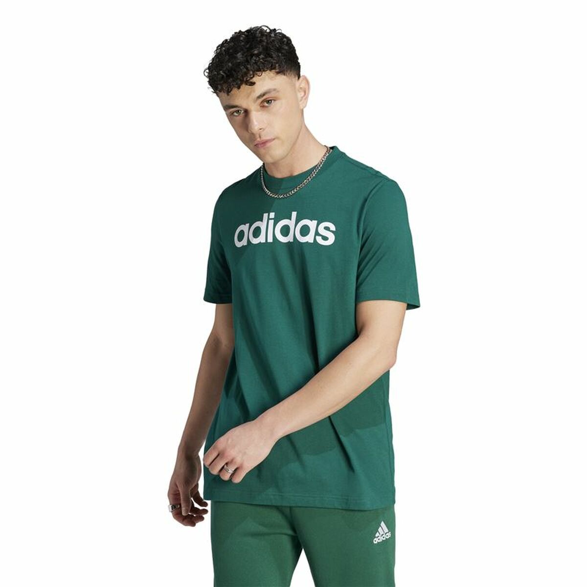 Camiseta de Manga Corta Hombre Adidas Linear Sj Oliva S