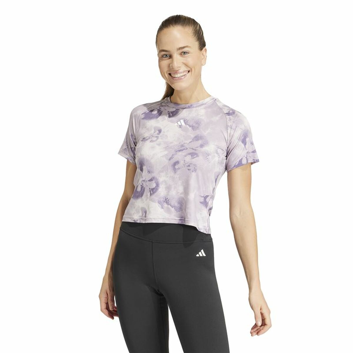 Camiseta de Manga Corta Mujer Adidas Essentials Aop Flower (M)