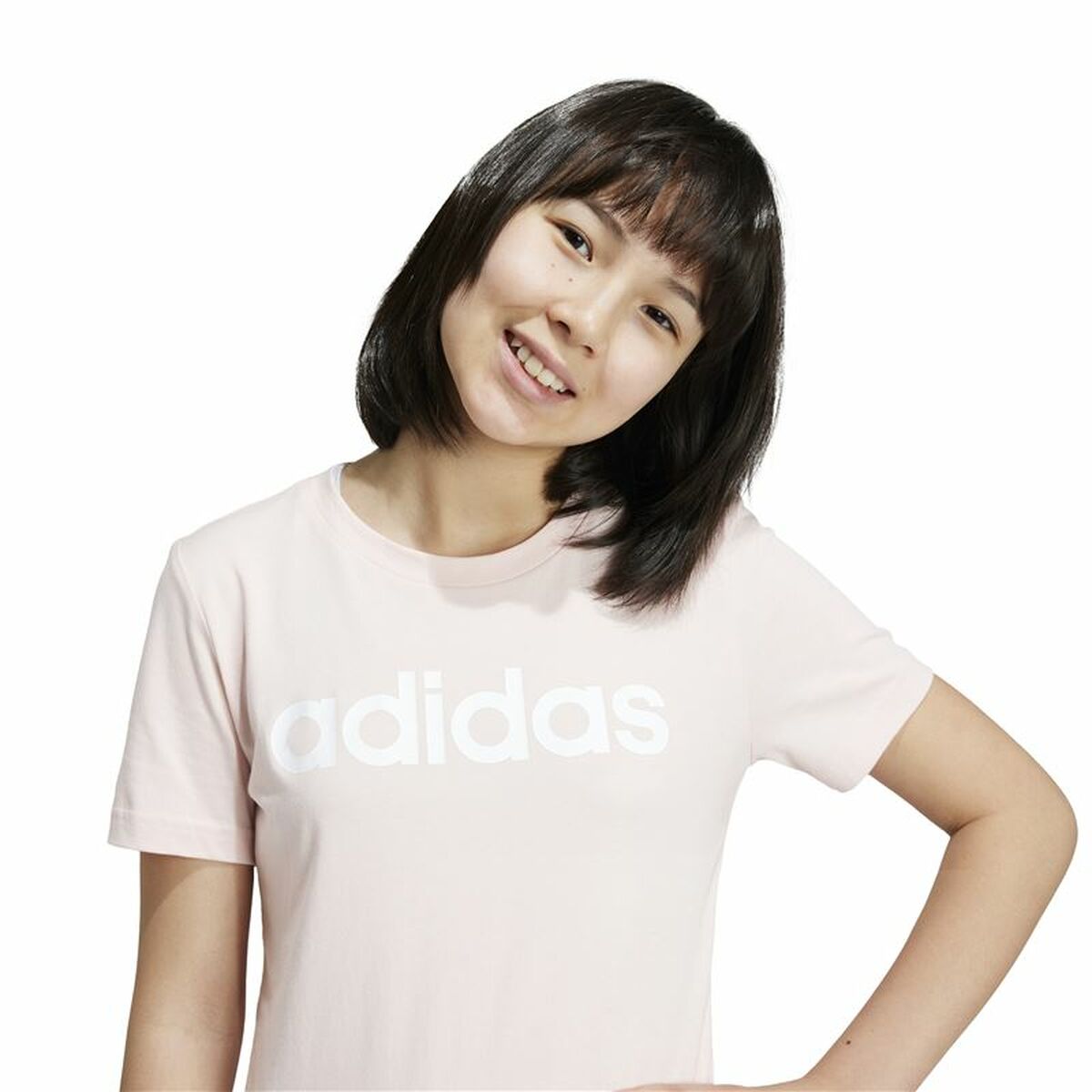 Camiseta de Manga Corta Infantil Adidas Essentials Linear Logo Cotton Slim Fit