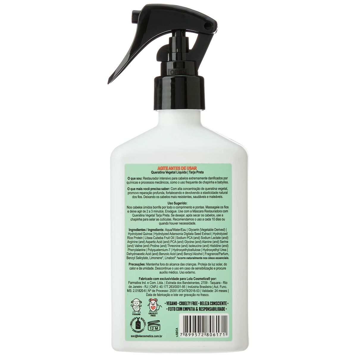 Spray de Keratina Lola Cosmetics Tarja Black 250 ml