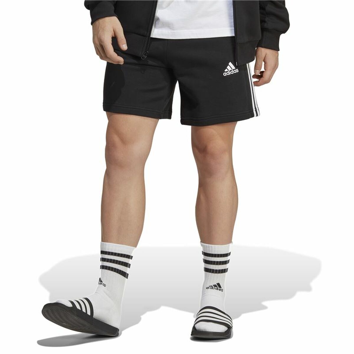 Pantalones Cortos de Hombre Adidas 3S Ft Sho Negro (XS)