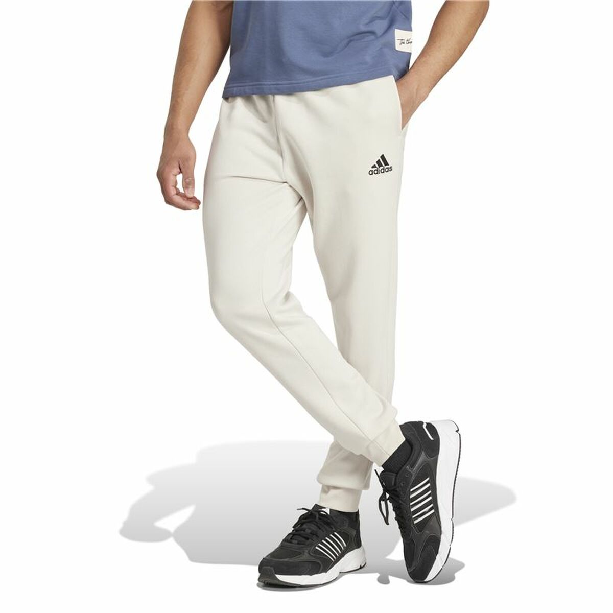 Pantalón Largo Deportivo Adidas Essentials Fleece Regular Tapered Blanco