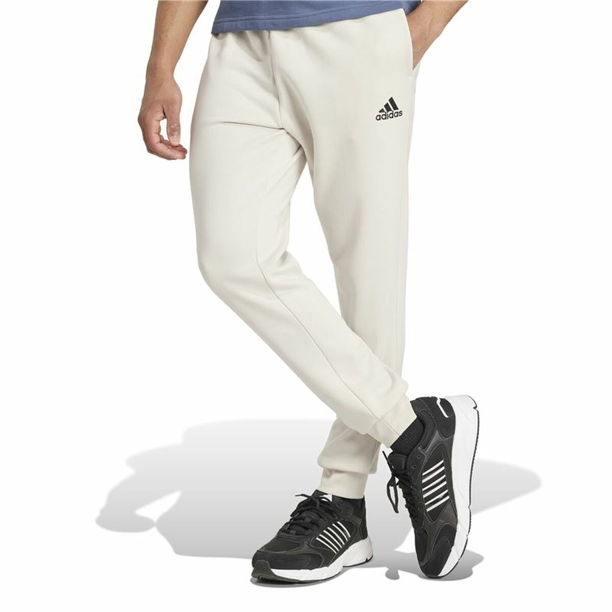Pantalón Largo Deportivo Adidas Essentials Fleece Regular Tapered Blanco