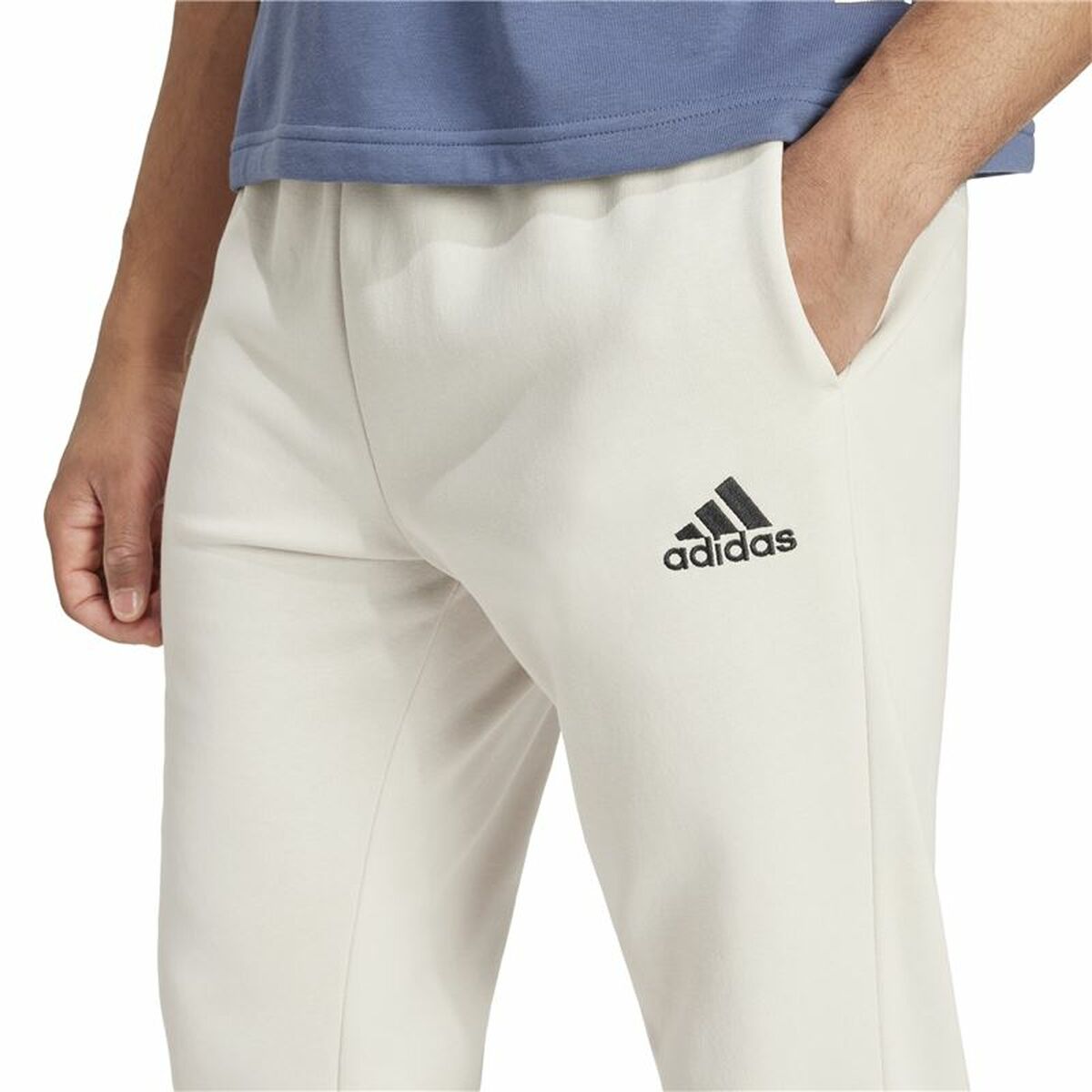 Pantalón Largo Deportivo Adidas Essentials Fleece Regular Tapered Blanco