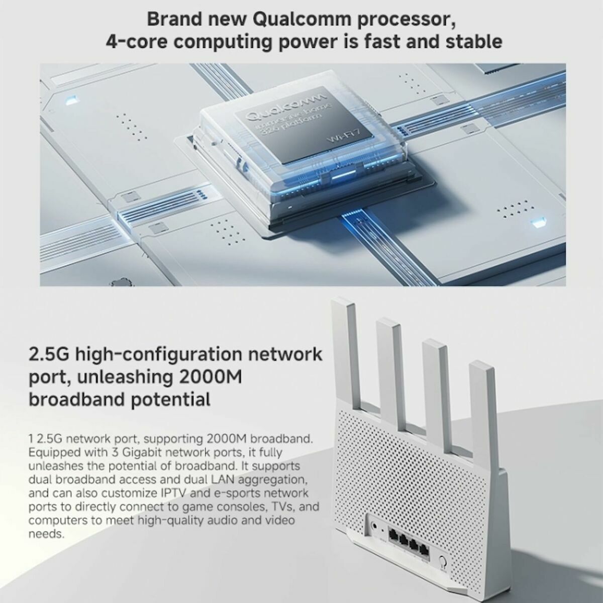 Router Xiaomi Blanco RJ45 Ethernet LAN 10/100/1000 Mbit USB 3.2 Wi-Fi Ethernet LAN 10/100/1000 2.4 GHz-5 GHz Wi-Fi 6 GHz
