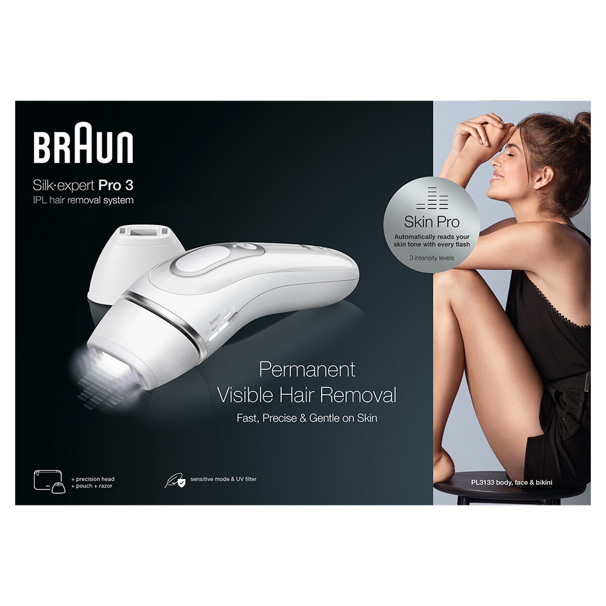 Depiladora Eléctrica de Luz Pulsada Braun Silk expert Pro 3 PL3133