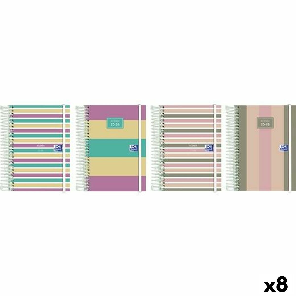 Agenda Oxford COLOR BLOCK 1/8 12 x 18 cm 2025-2026 (8 Unidades)
