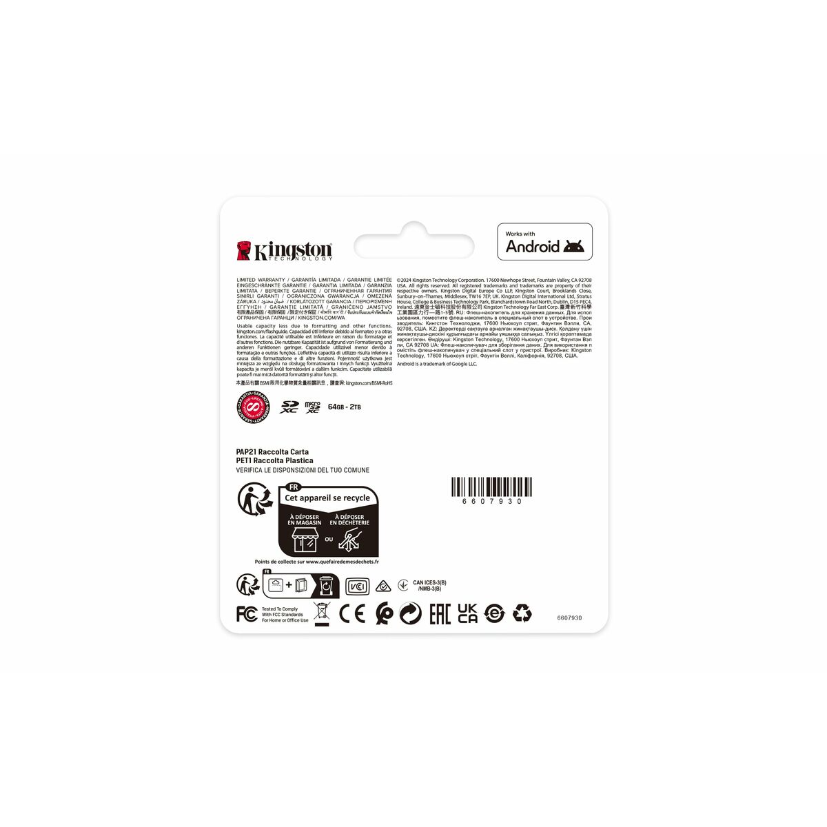Tarjeta de Memoria Micro SD con Adaptador Kingston SDCS3/512GBSP 512 GB