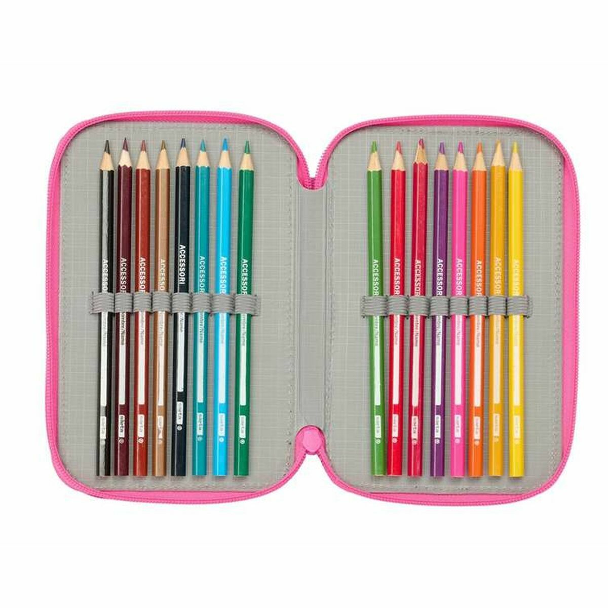 Plumier Triple Kuromi Negro Fucsia 12,5 x 19,5 x 5,5 cm 37 Piezas