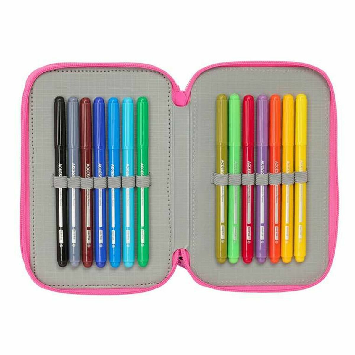 Plumier Triple Kuromi Negro Fucsia 12,5 x 19,5 x 5,5 cm 37 Piezas