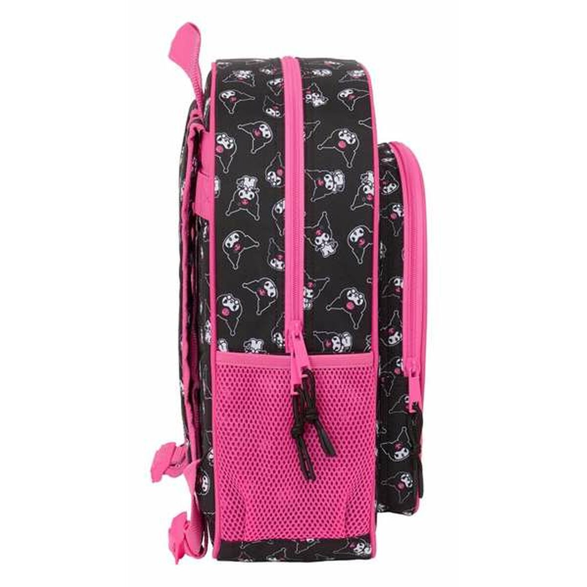 Mochila Escolar Kuromi Negro Fucsia 32 x 38 x 12 cm