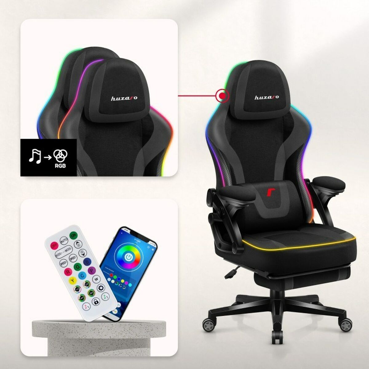 Silla Gaming Huzaro HZ-FORCE 4.6 RGB BLACK MESH