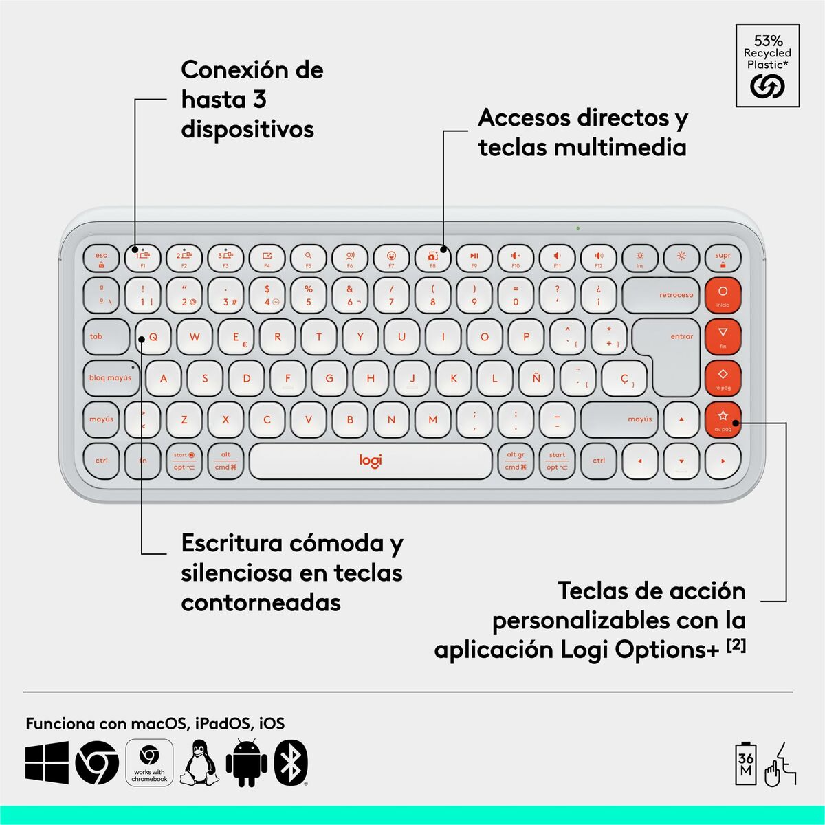 Teclado Logitech 920-013069 Blanco