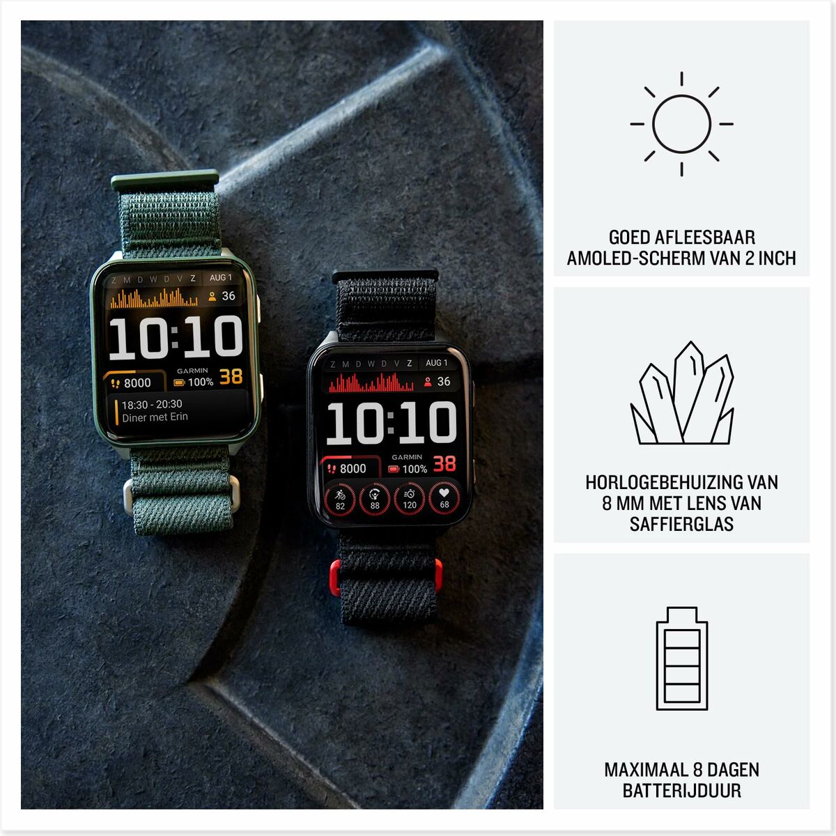 Smartwatch GARMIN 010-02980-03 Negro Verde Gris Pizarra