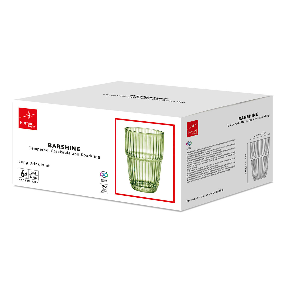 Vaso de agua Bormioli Rocco Barshine Verde Vidrio 380 ml (6 Unidades)