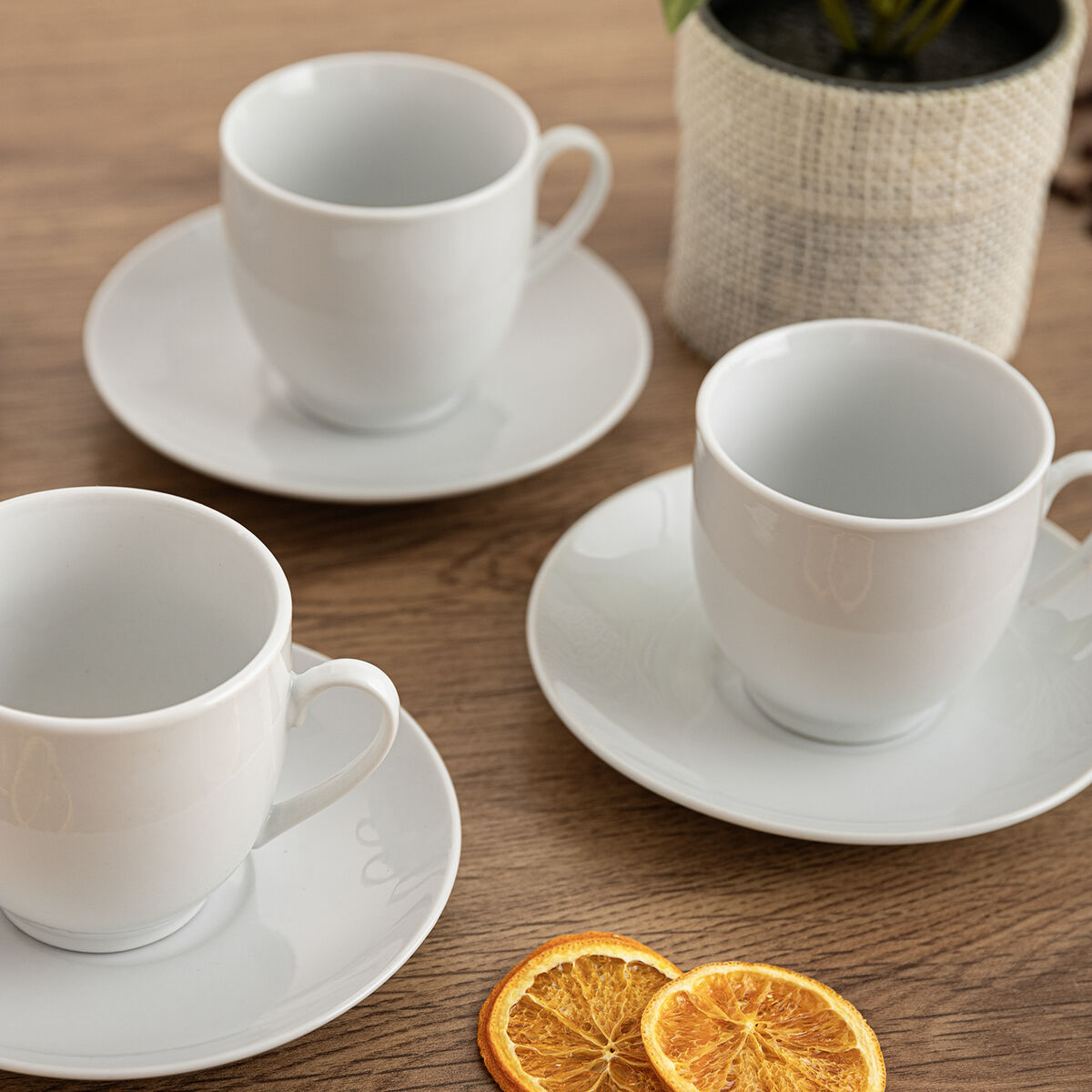 Taza con Plato Quid New Renova Blanco Cerámica 200 ml (6 Unidades)
