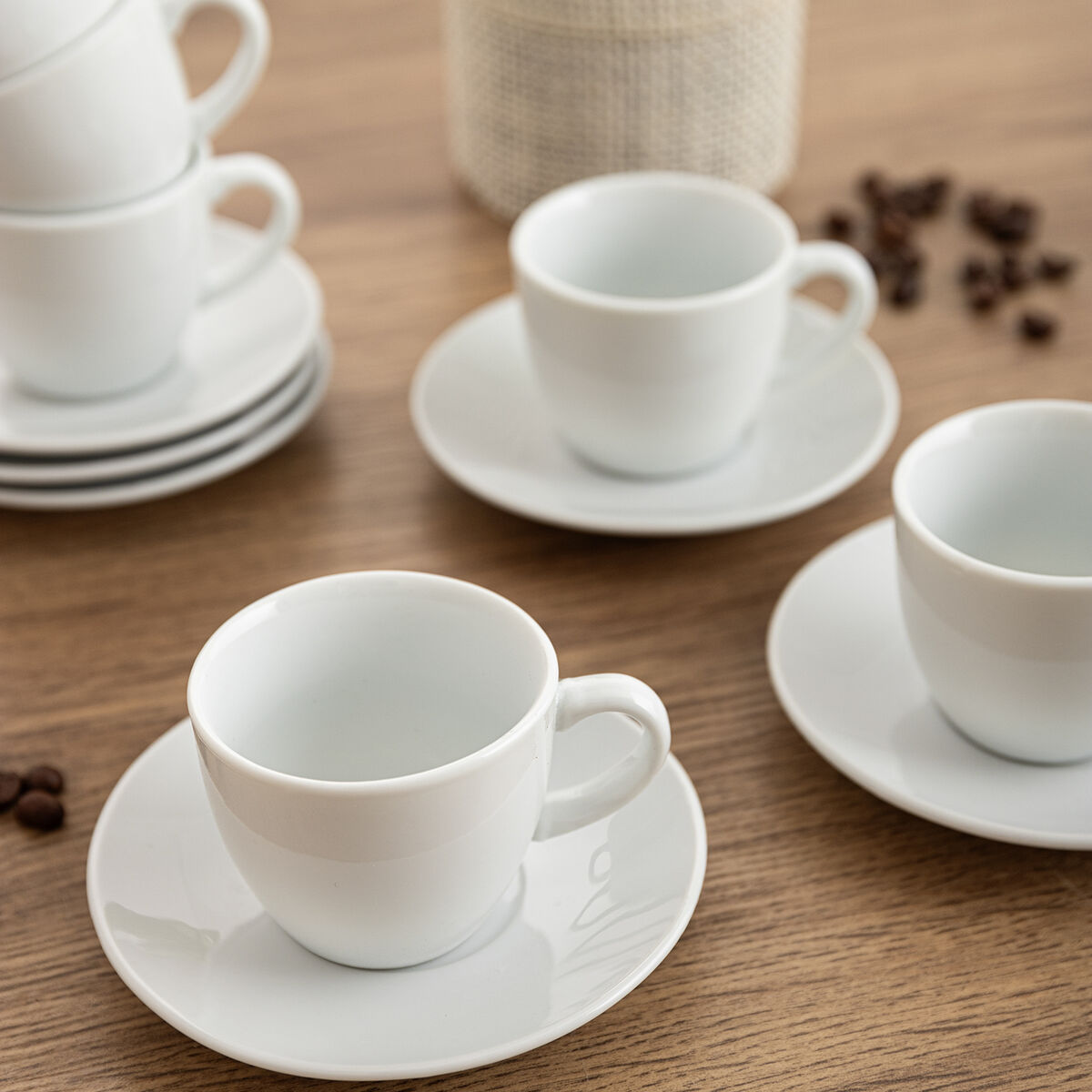 Taza con Plato Quid New Renova Blanco Cerámica 90 ml (6 Unidades)