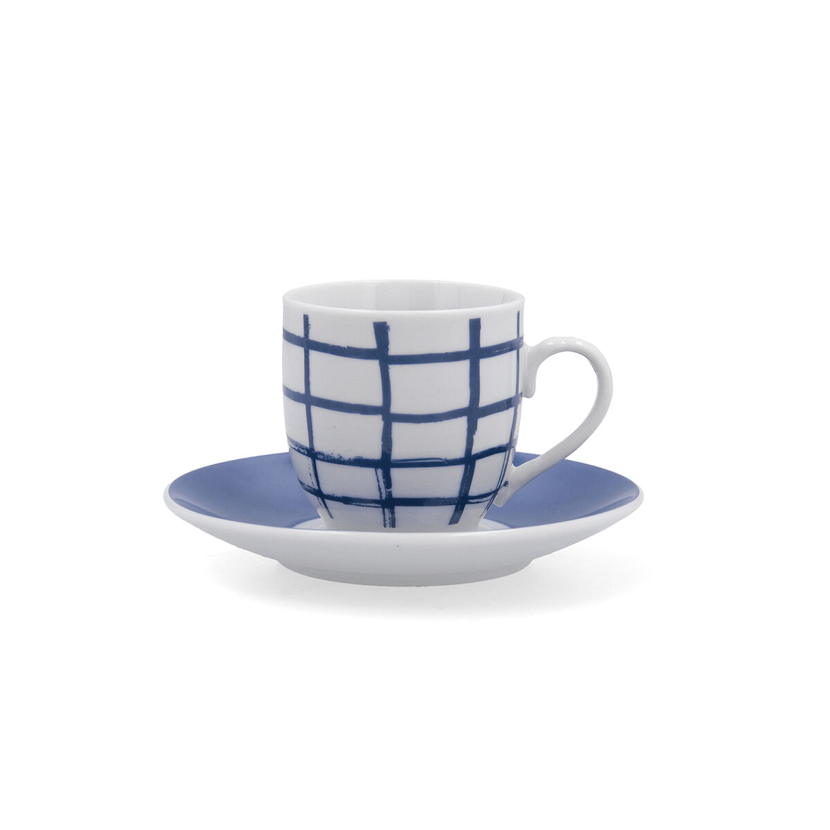 Taza con Plato Quid Kansas Azul Cerámica 90 ml (6 Unidades)