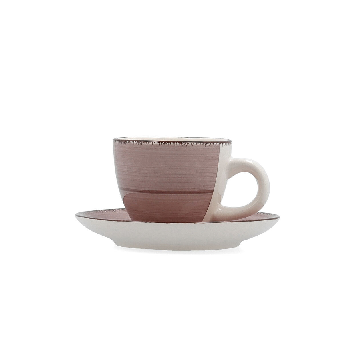 Taza con Plato Quid Vita Morning Rosa Cerámica 90 ml (6 Unidades)