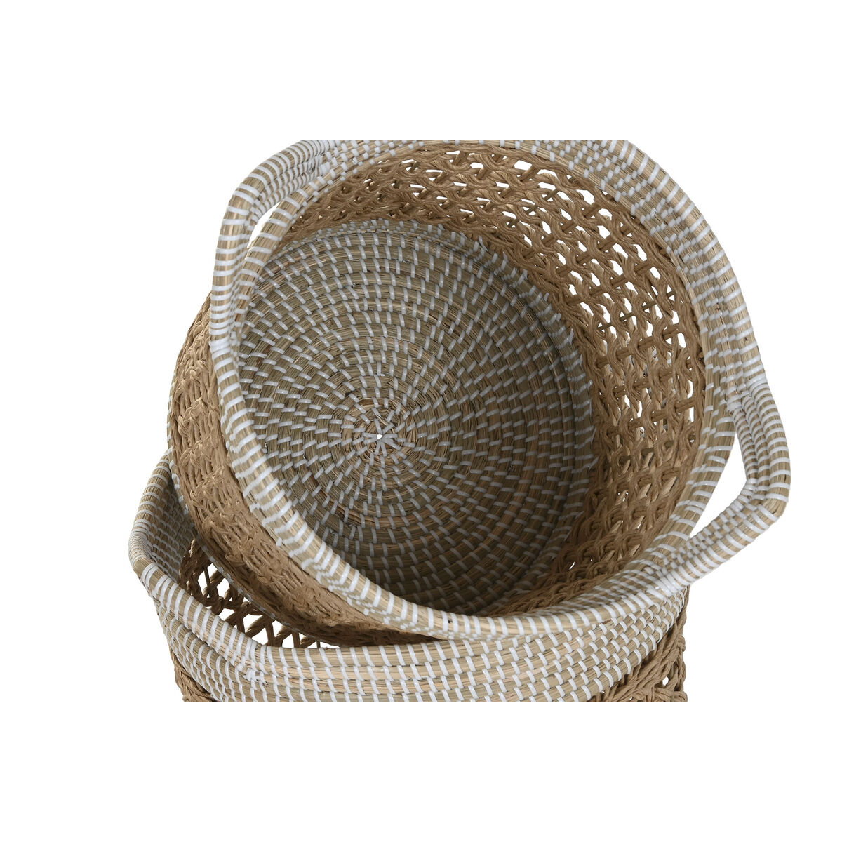 Juego de Cestas Home ESPRIT Blanco Natural Papel Hierba marina (2 Piezas)