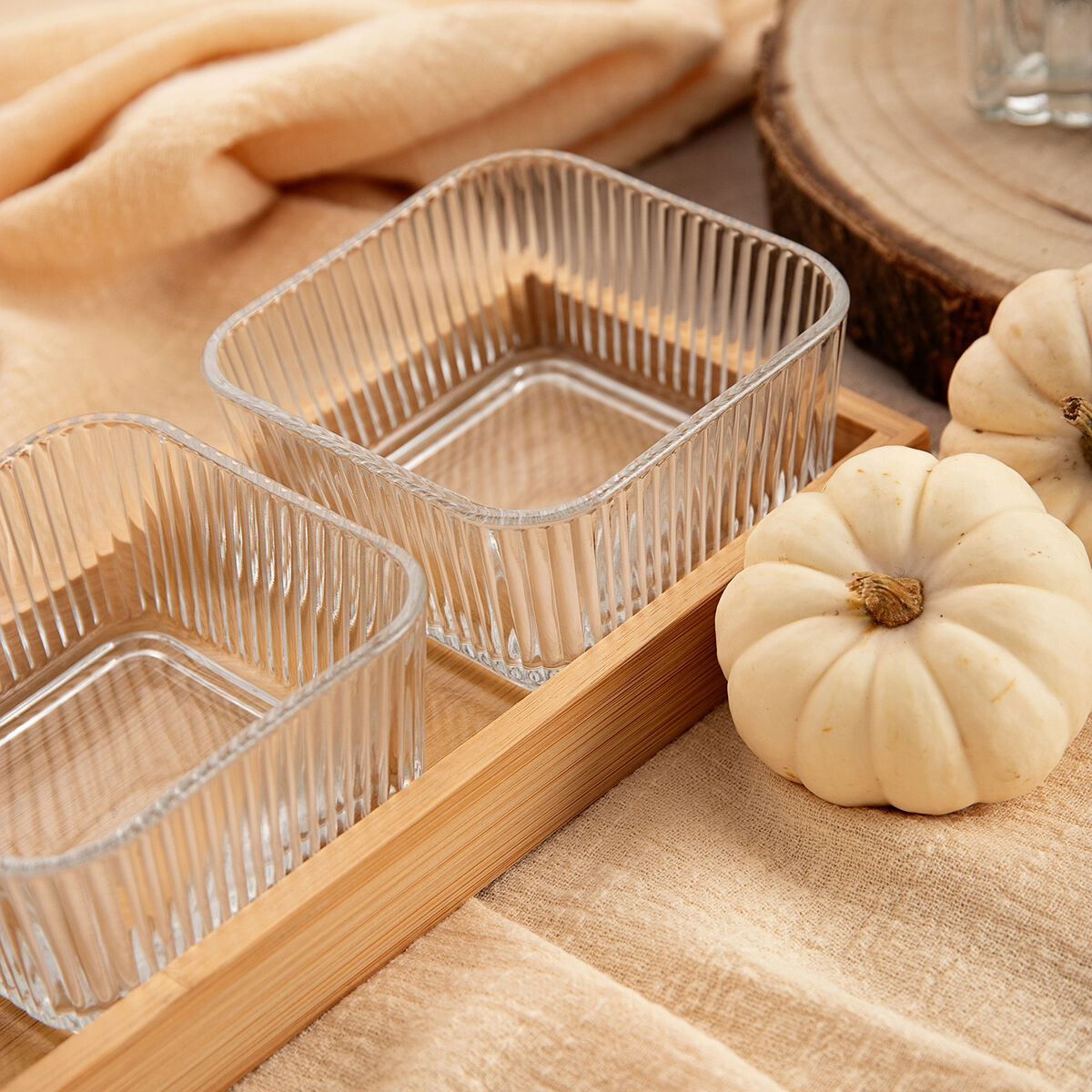 Set de Aperitivo Quid Trend Marrón Transparente Vidrio Bambú