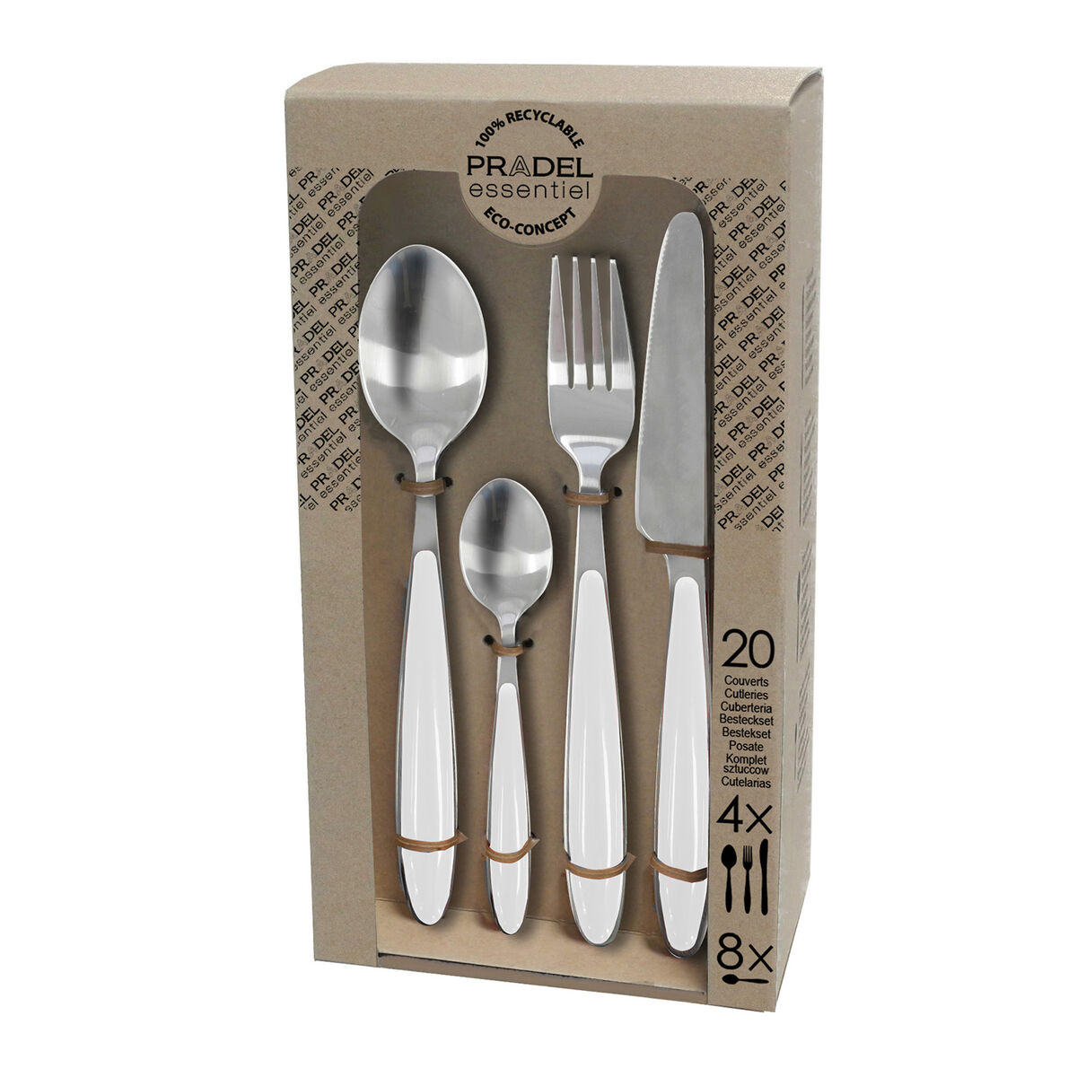 Cubertería Pradel essentiel Colorfull Blanco Metal 20 Piezas