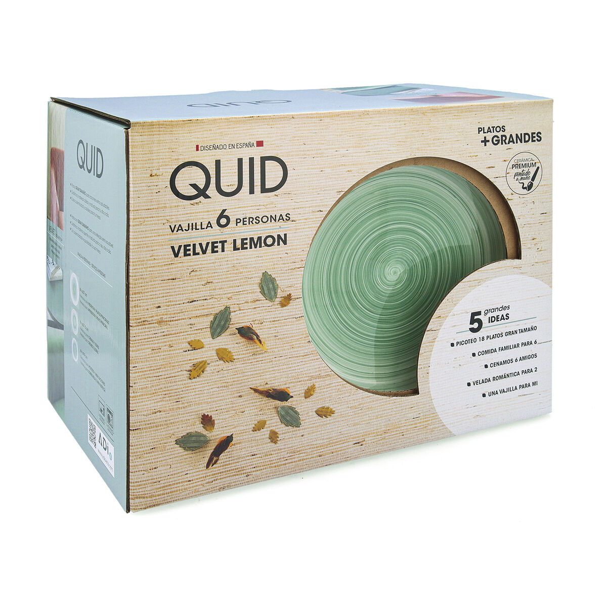 Vajilla Quid Velvet Verde Cerámica 18 Piezas