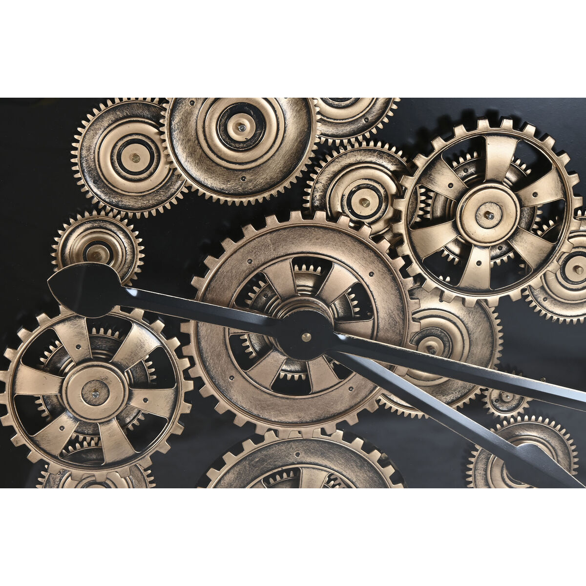 Reloj de Pared Home ESPRIT Negro Dorado Metal Cristal 127 X 9 X 127 cm