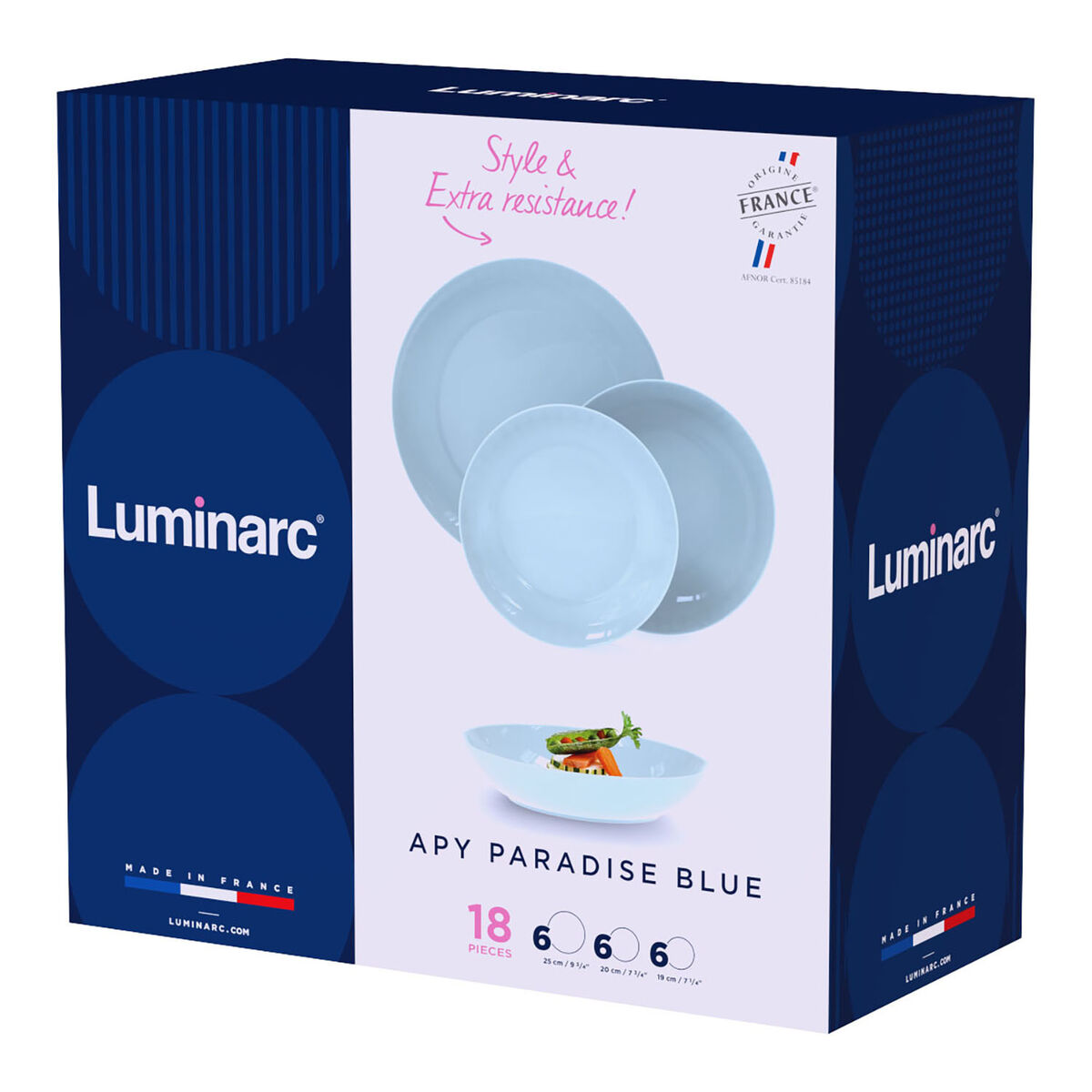 Vajilla Luminarc Apy Paradise Azul Azul Vidrio 18 Piezas