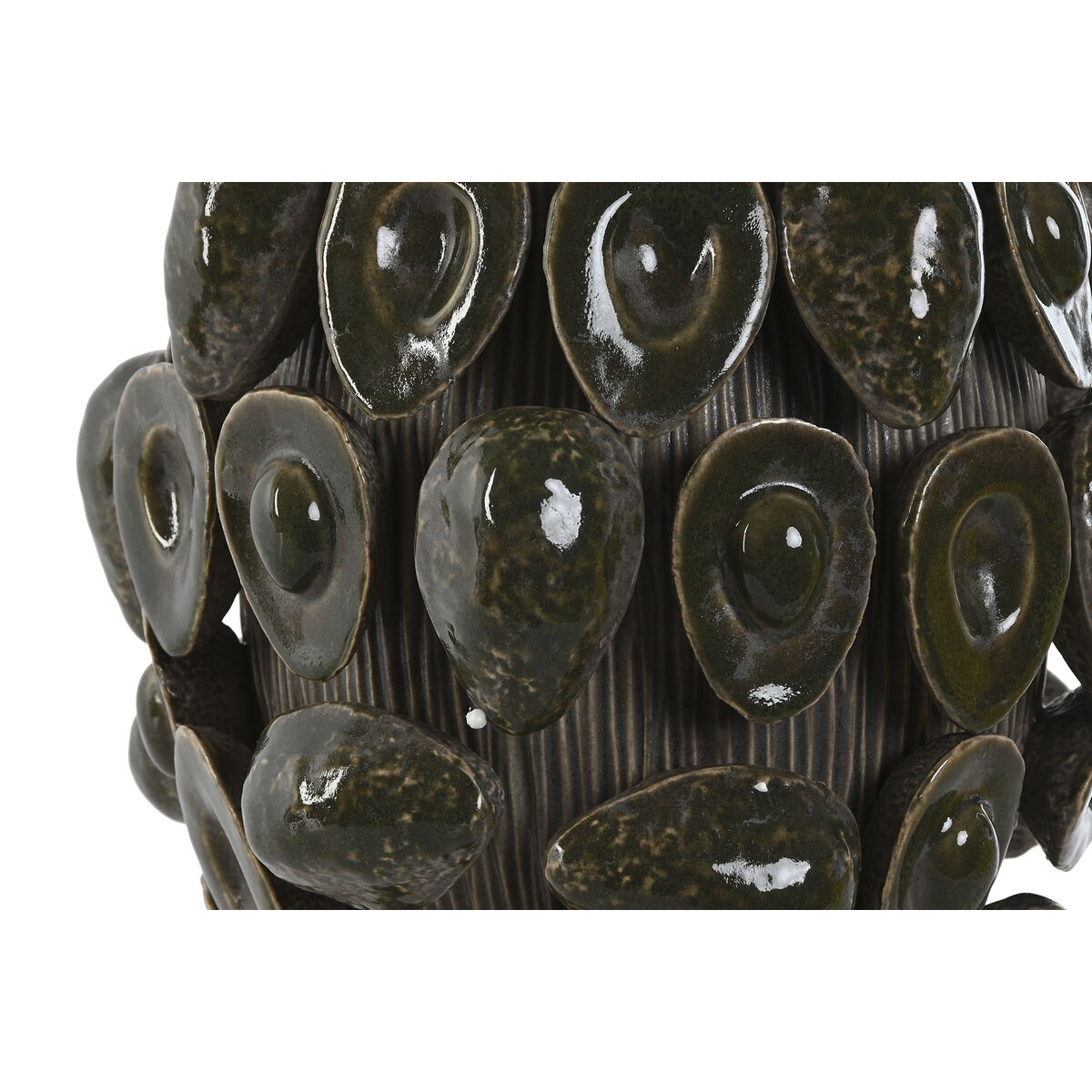 Jarrón Home ESPRIT Verde Cerámica Gres Aguacate Tropical 25 x 25 x 30 cm