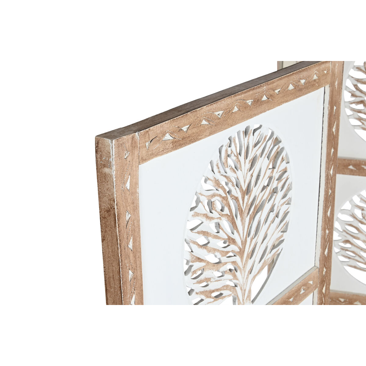 Biombo Home ESPRIT Blanco Natural Madera de mango Madera MDF 153 X 2,3 X 182 CM