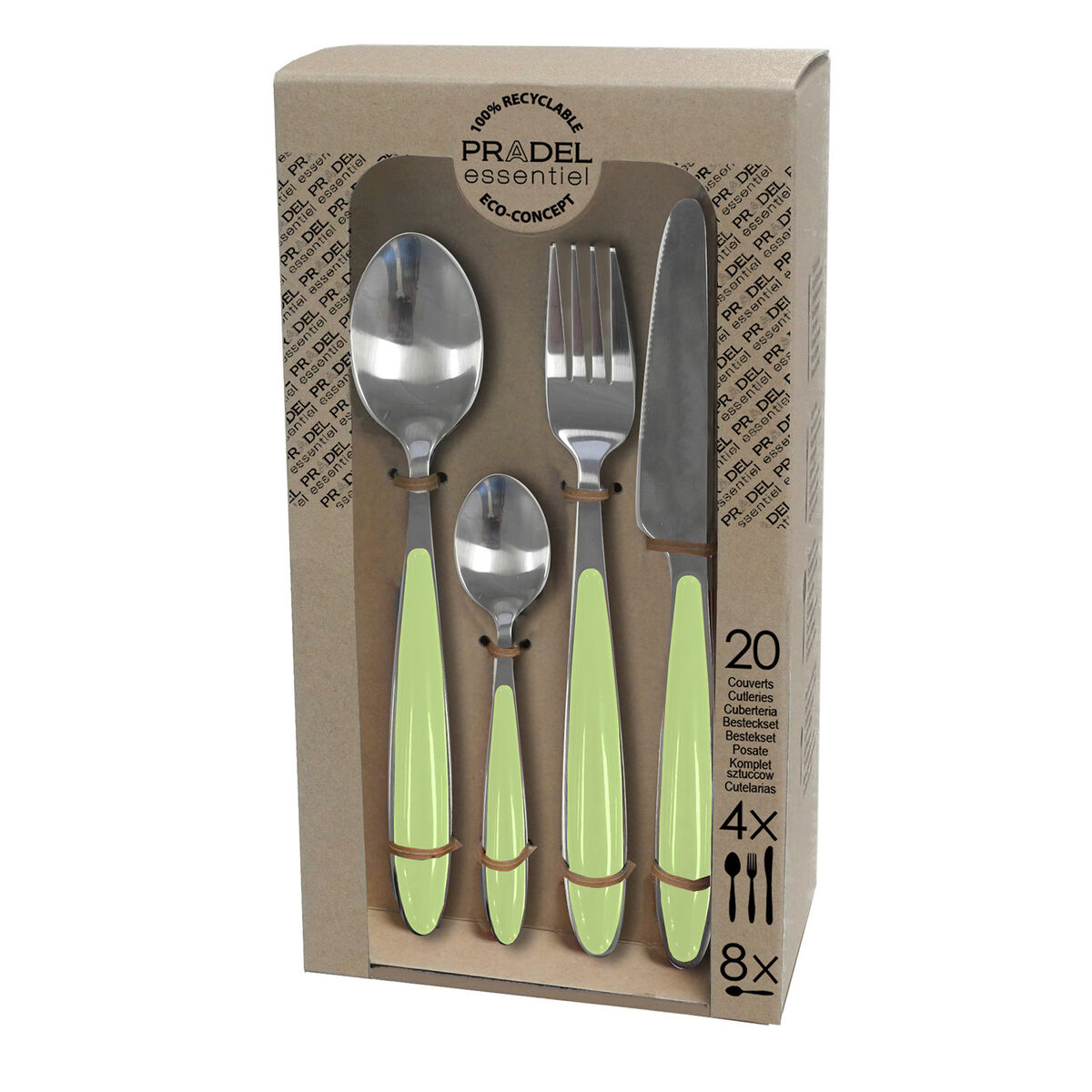 Cubertería Pradel essentiel Colorfull Verde Metal 20 Piezas