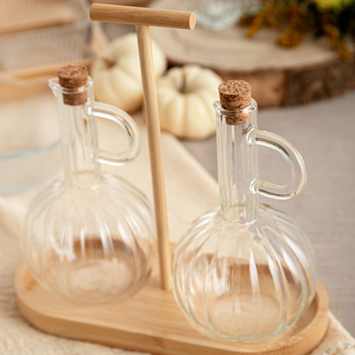 Set de Aceitera y Vinagrera Quid Trend 21 x 9,5 x 20,5 cm Bambú Marrón