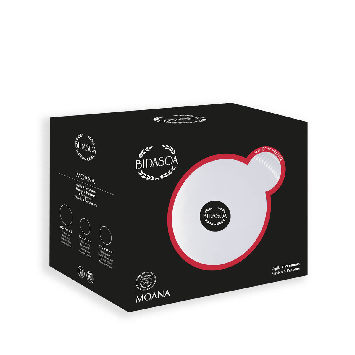 Vajilla Bidasoa Moana Gris Cerámica 12 Piezas