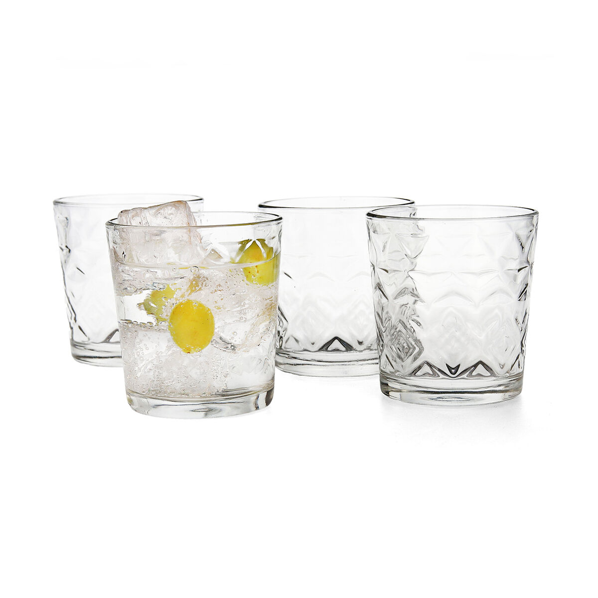 Vaso de agua Quid Rombos Transparente Vidrio 260 ml (6 Unidades)