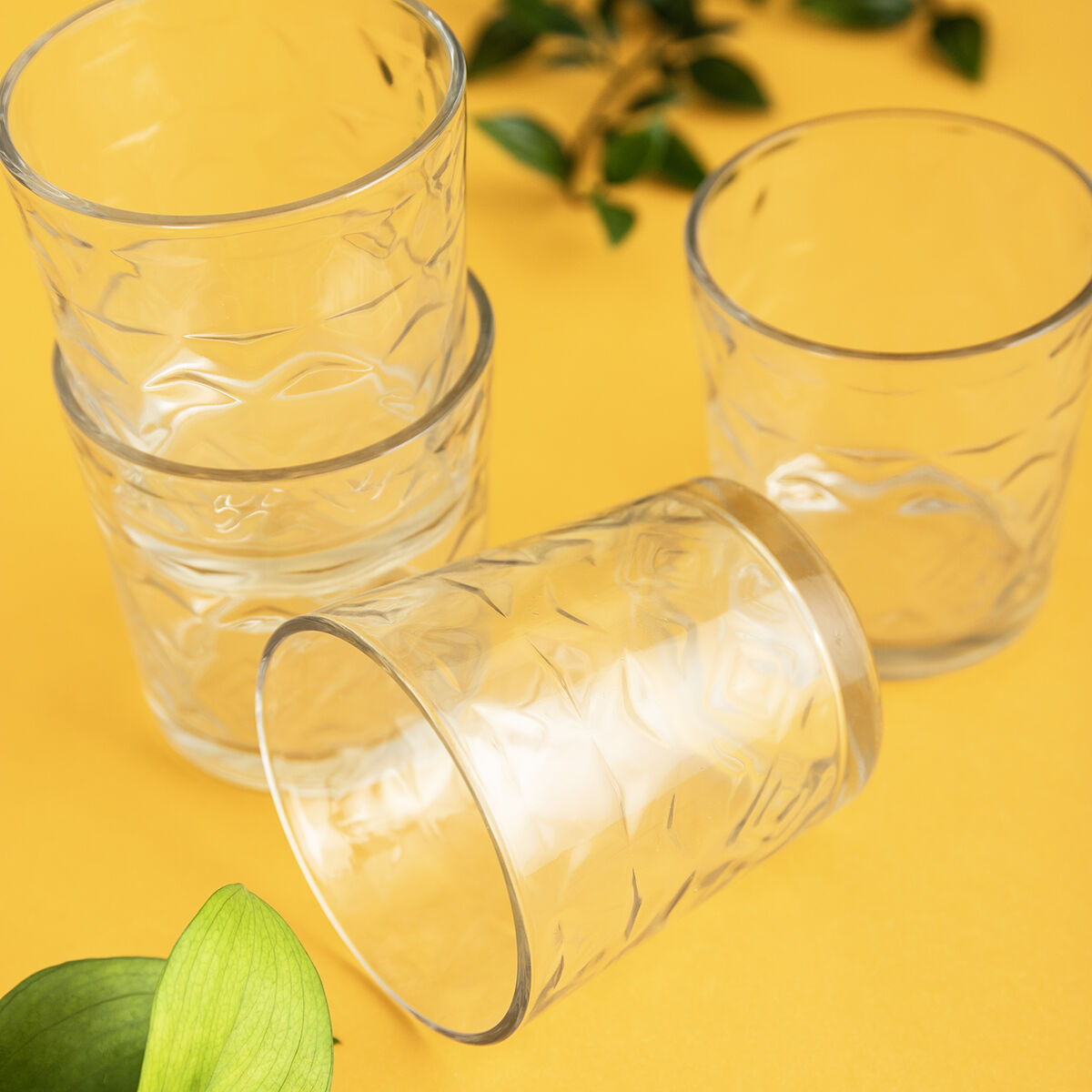 Vaso de agua Quid Rombos Transparente Vidrio 260 ml (6 Unidades)