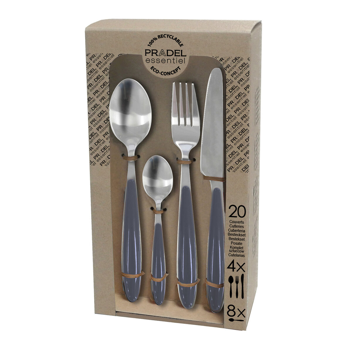 Cubertería Pradel essentiel Colorfull Gris Metal 20 Piezas