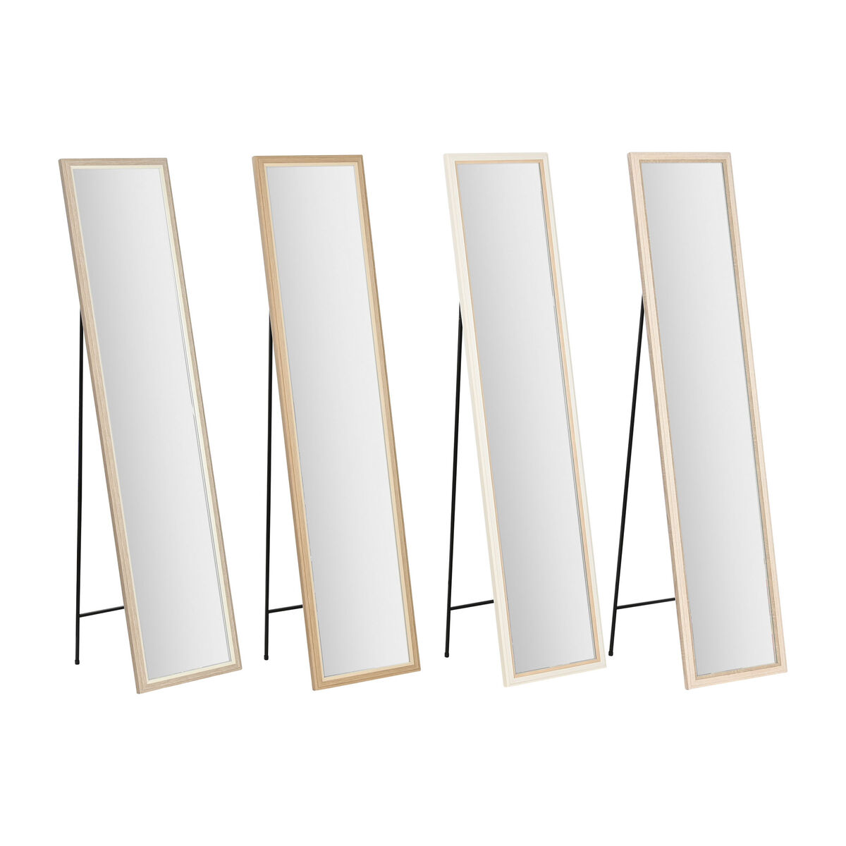 Espejo Vestidor Home ESPRIT Blanco Marrón Beige Gris Cristal Poliestireno 35,5 x 40 x 156 cm (4 Unidades)