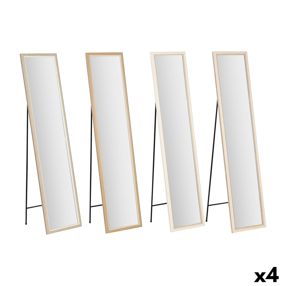 Espejo Vestidor Home ESPRIT Blanco Marrón Beige Gris Cristal Poliestireno 35,5 x 40 x 156 cm (4 Unidades)