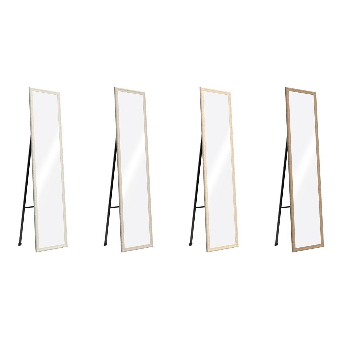 Espejo Vestidor Home ESPRIT Marrón Beige Gris Cristal Poliestireno 35,5 x 40 x 156 cm (4 Unidades)