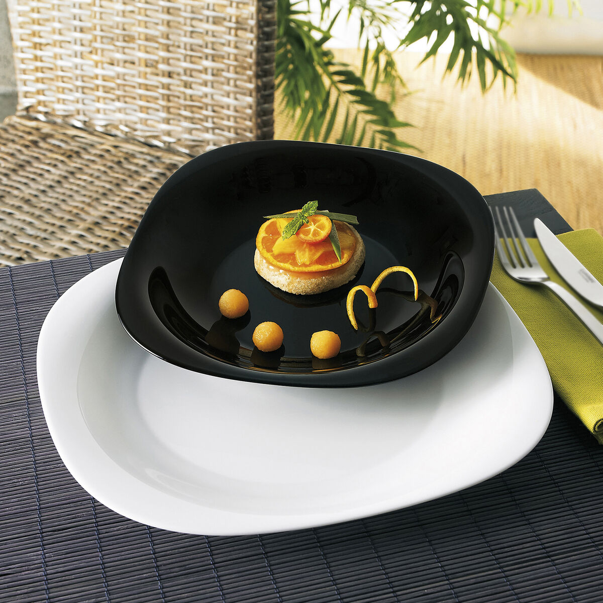 Vajilla Luminarc Carine N&b Blanco Negro Vidrio 19 piezas