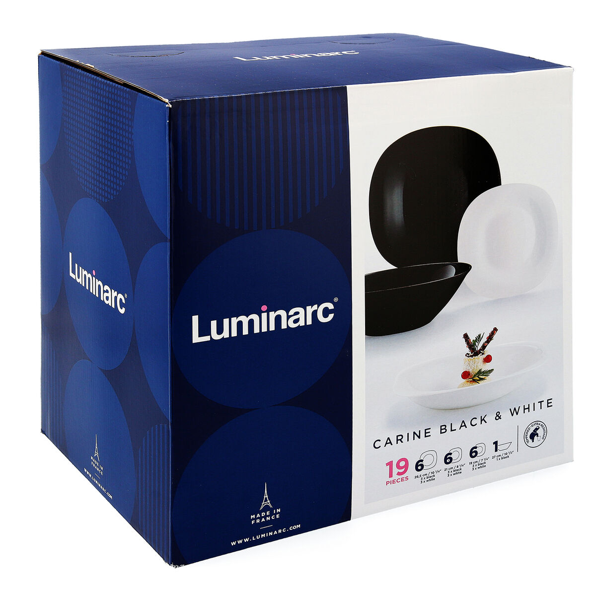 Vajilla Luminarc Carine N&b Blanco Negro Vidrio 19 piezas