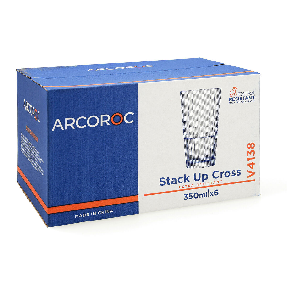 Vaso Arcoroc Stack'up Cross Transparente Vidrio 350 ml (6 Unidades)